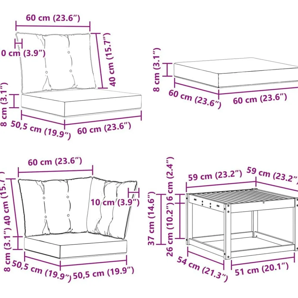 vidaXL Conjunto de sofás de exterior con cojín 7 pcs Natural y beige Outlet