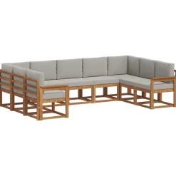 vidaXL Conjuntos De Muebles-Conjunto de sofás de exterior 9 pcs Gris Natural y Claro