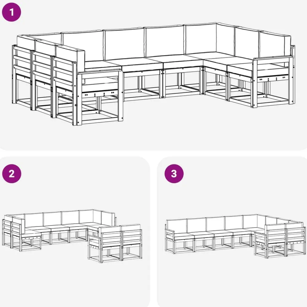 vidaXL Conjuntos De Muebles-Conjunto de sofás de exterior 9 pcs Gris Natural y Claro