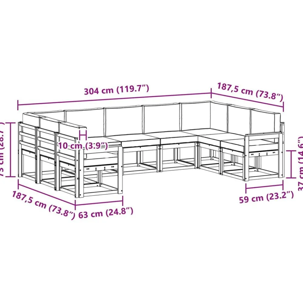 vidaXL Conjuntos De Muebles-Conjunto de sofás de exterior 9 pcs Gris Natural y Claro