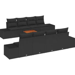 vidaXL Conjunto de sofás de jardín 9 pcs ratán sintético Negro Online