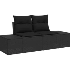 vidaXL Conjunto de sofás de jardín 9 pcs ratán sintético Negro Online