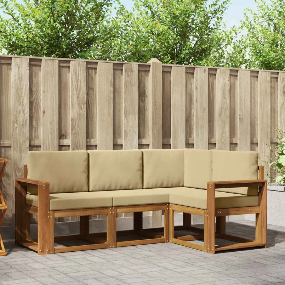 vidaXL Conjuntos De Muebles-Conjunto de sofás de exterior con cojín 4 pcs