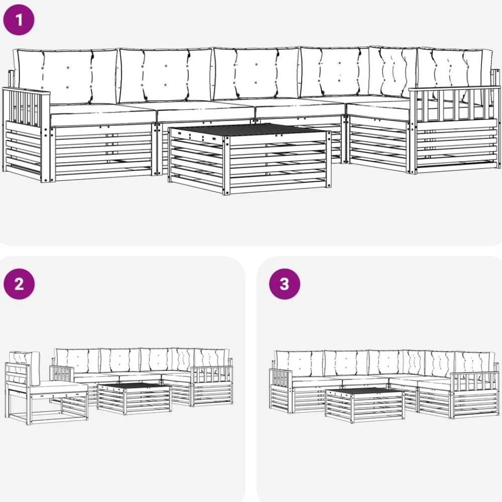 vidaXL Conjunto de sofás de exterior con cojín 6 pcs Natural y crema Discount