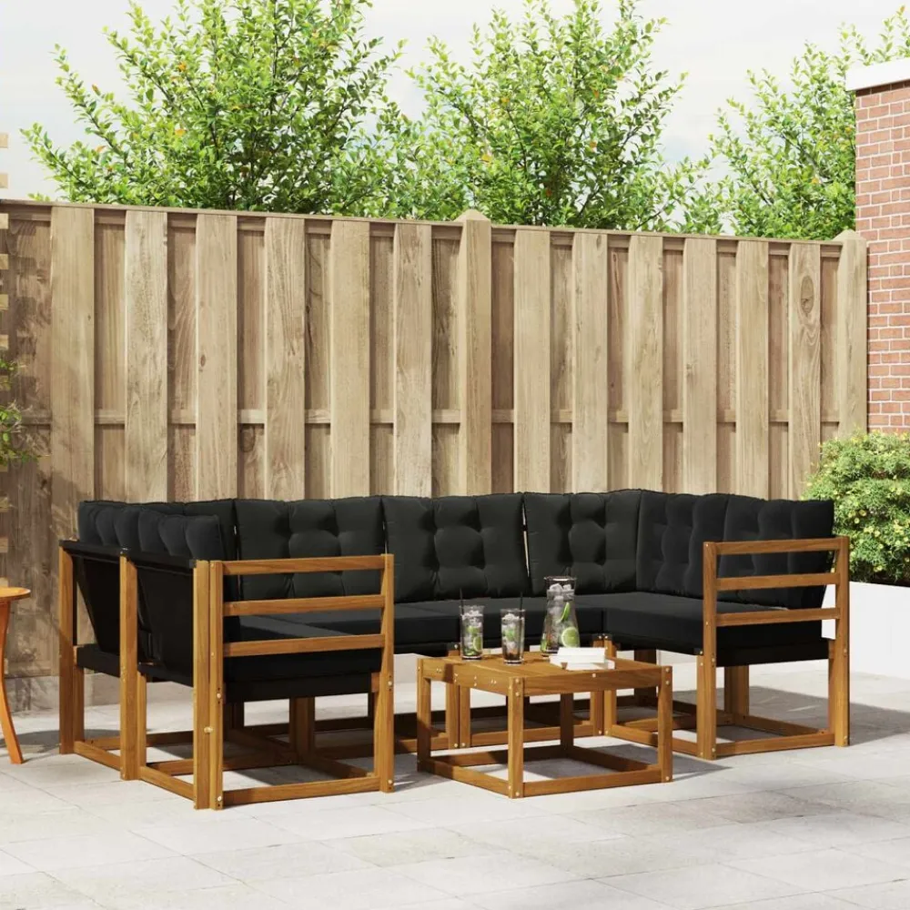 vidaXL Conjuntos De Muebles-Conjunto de sofás de exterior con cojín 7 pcs