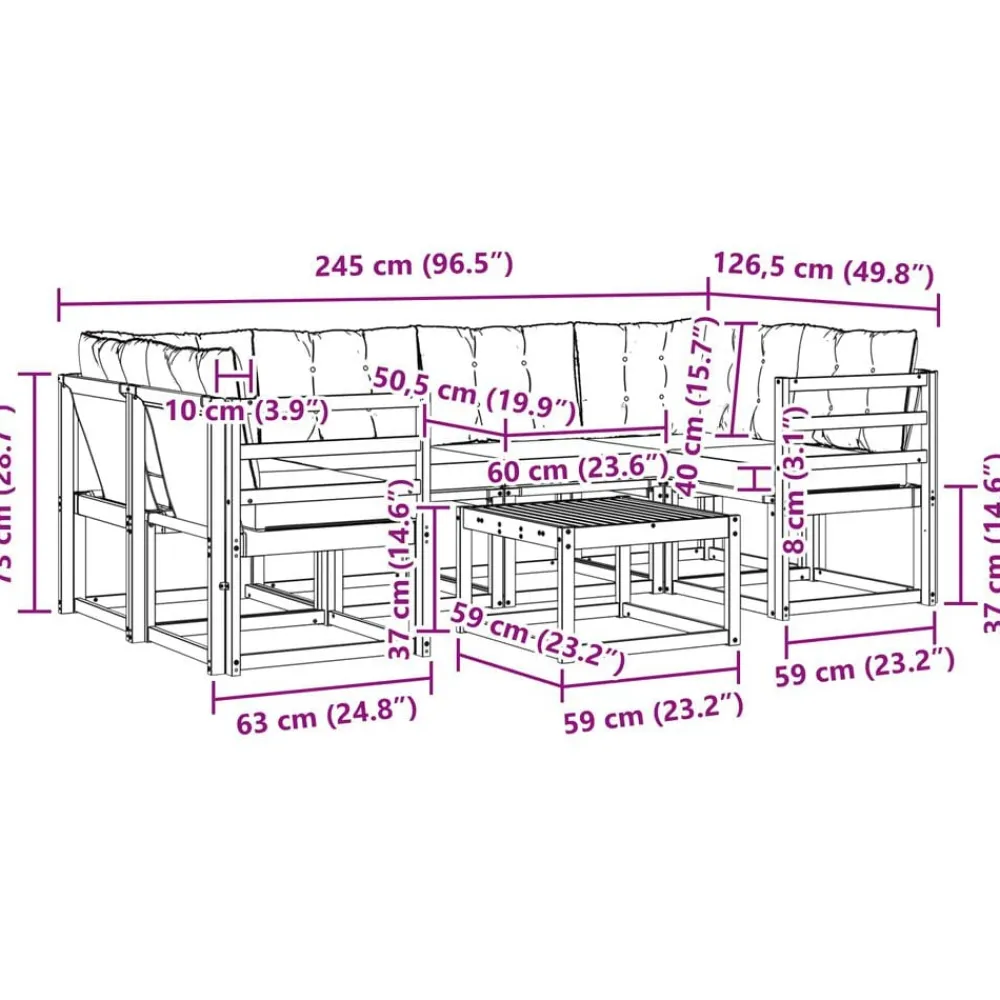vidaXL Conjuntos De Muebles-Conjunto de sofás de exterior con cojín 7 pcs