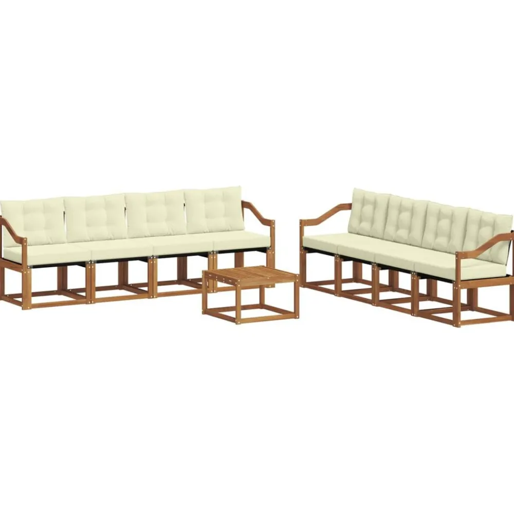 vidaXL Conjuntos De Muebles-Conjunto de sofás de exterior con cojín 9 pcs