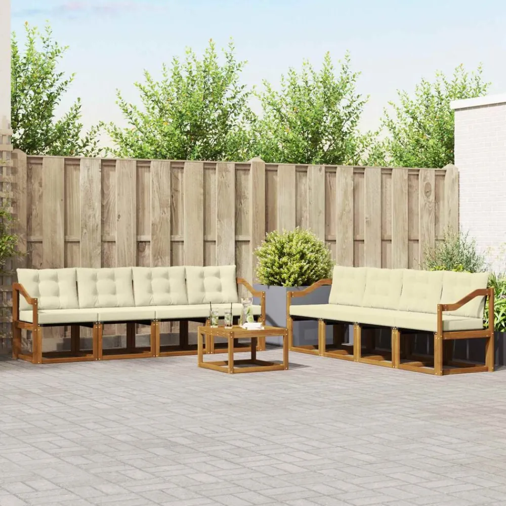 vidaXL Conjuntos De Muebles-Conjunto de sofás de exterior con cojín 9 pcs