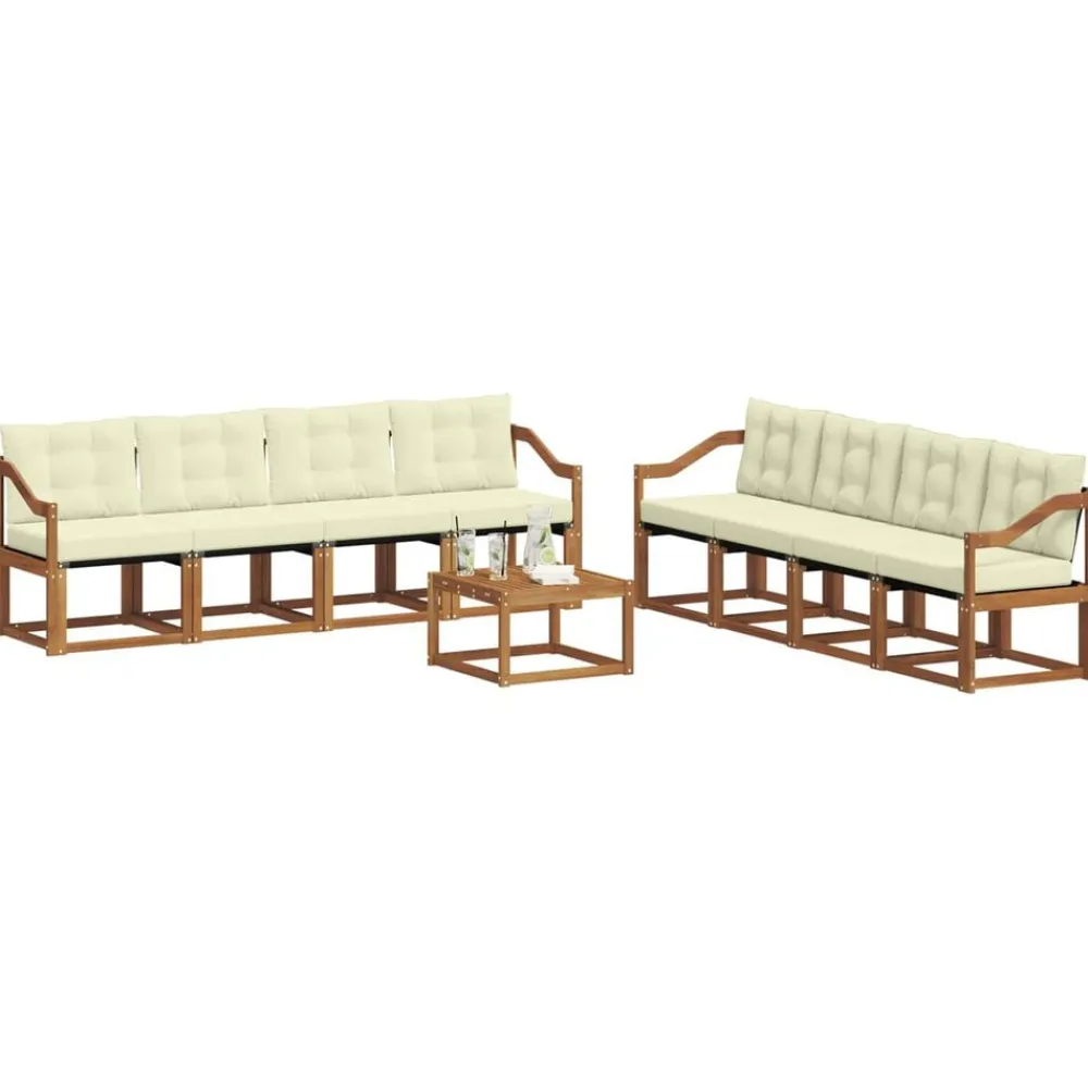 vidaXL Conjuntos De Muebles-Conjunto de sofás de exterior con cojín 9 pcs
