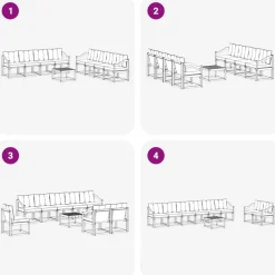 vidaXL Conjuntos De Muebles-Conjunto de sofás de exterior con cojín 9 pcs