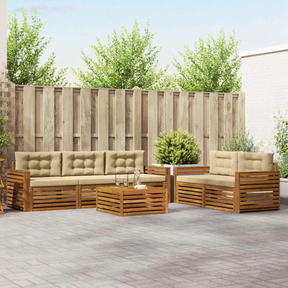 vidaXL Conjuntos De Muebles-Conjunto de sofás de exterior con cojín 6 pcs