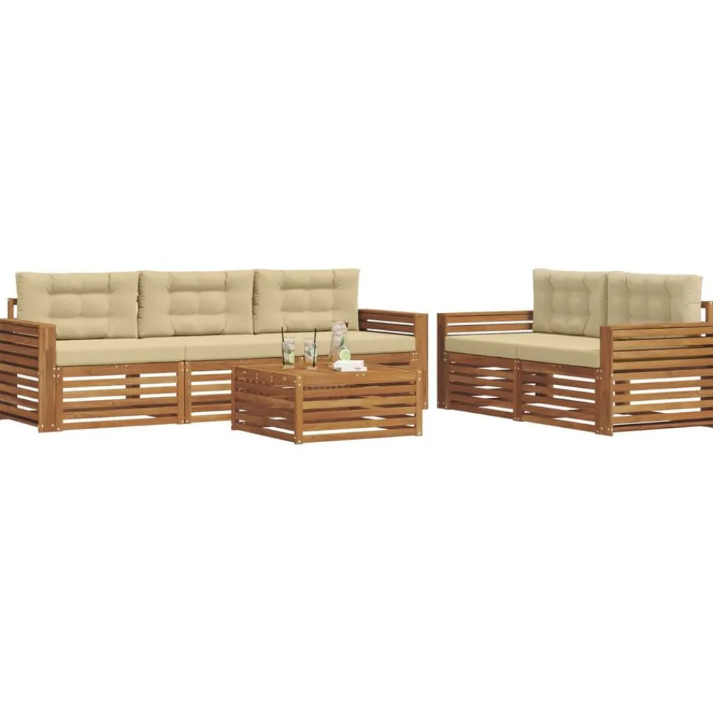 vidaXL Conjuntos De Muebles-Conjunto de sofás de exterior con cojín 6 pcs