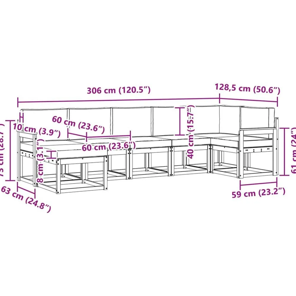 vidaXL Conjuntos De Muebles-Conjunto de sofás de exterior 7 pcs
