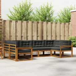 vidaXL Conjunto de sofás de exterior 6 pcs Natural y antracita