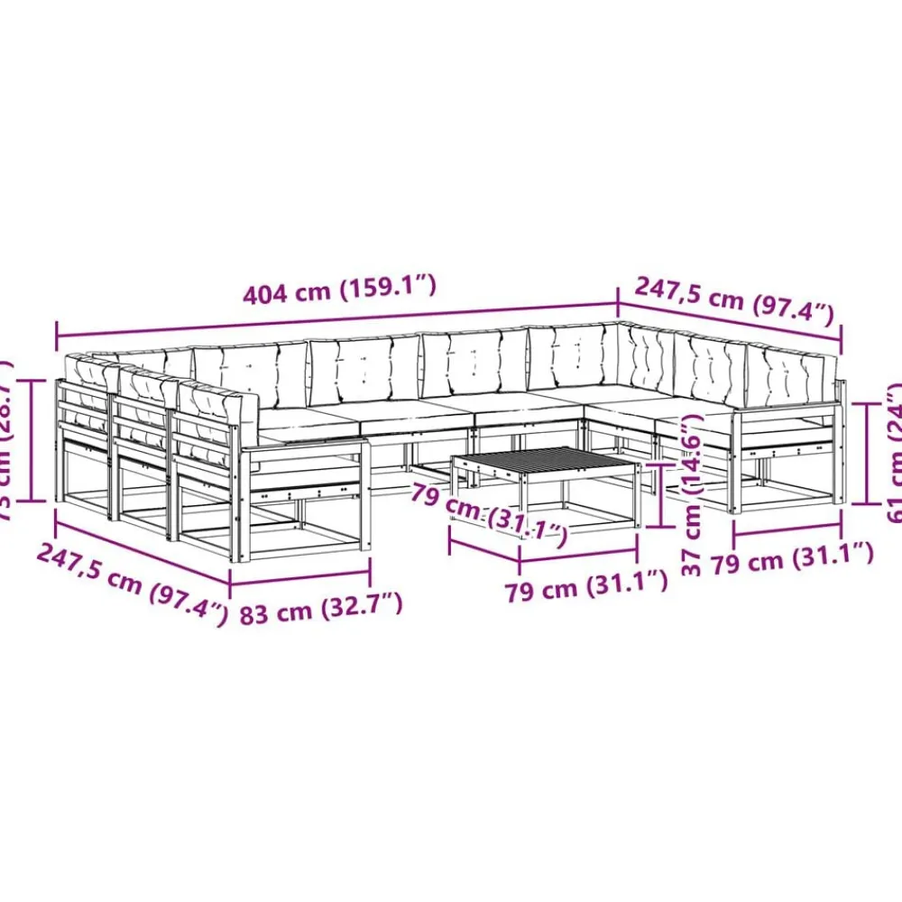 vidaXL Conjuntos De Muebles-Conjunto de sofás de exterior 10 pcs