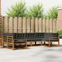 vidaXL Conjunto de sofás de exterior 6 pcs Natural y antracita Discount