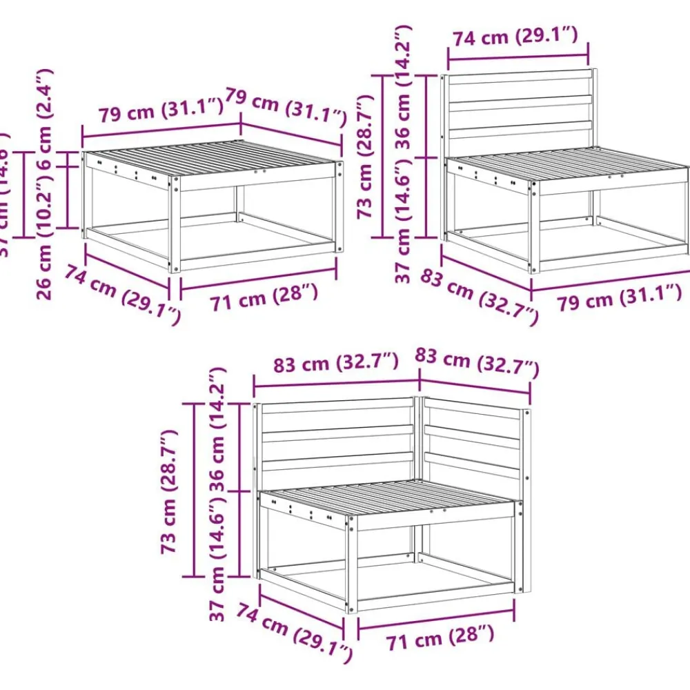 vidaXL Conjuntos De Muebles-Conjunto de sofás de exterior 7 pcs