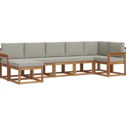 vidaXL Conjunto de sofás de exterior 7 pcs Gris Natural y Claro Gris claro y natural Best