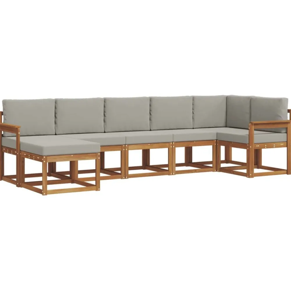 vidaXL Conjunto de sofás de exterior 7 pcs Gris Natural y Claro Gris claro y natural Best