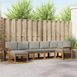 vidaXL Conjunto de sofás de exterior 7 pcs Gris Natural y Claro Gris claro y natural Best