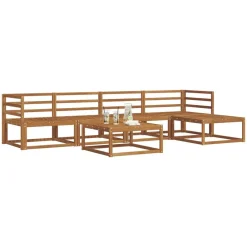 vidaXL Conjunto de sofás de exterior 6 pcs Gris Natural y Claro Gris claro y natural
