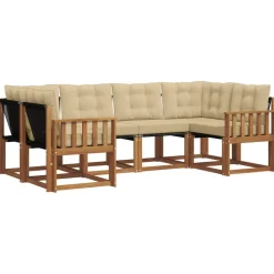 vidaXL Conjunto de sofás de exterior con cojín 6 pcs Natural y beige Online