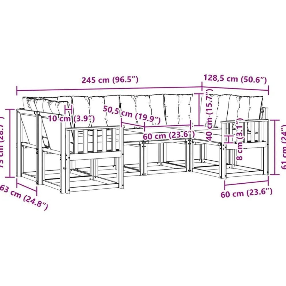 vidaXL Conjunto de sofás de exterior con cojín 6 pcs Natural y beige Online