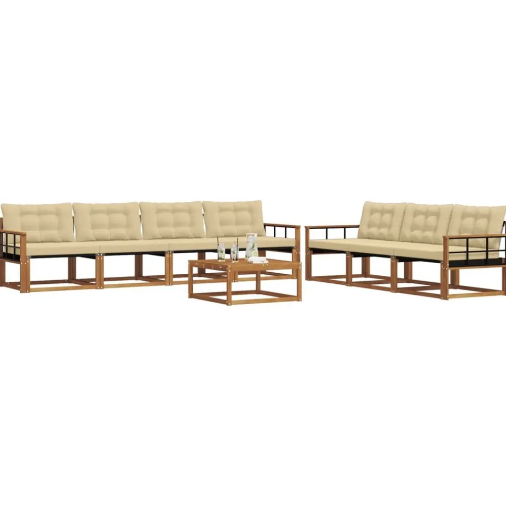vidaXL Conjuntos De Muebles-Conjunto de sofás de exterior con cojín 8 pcs