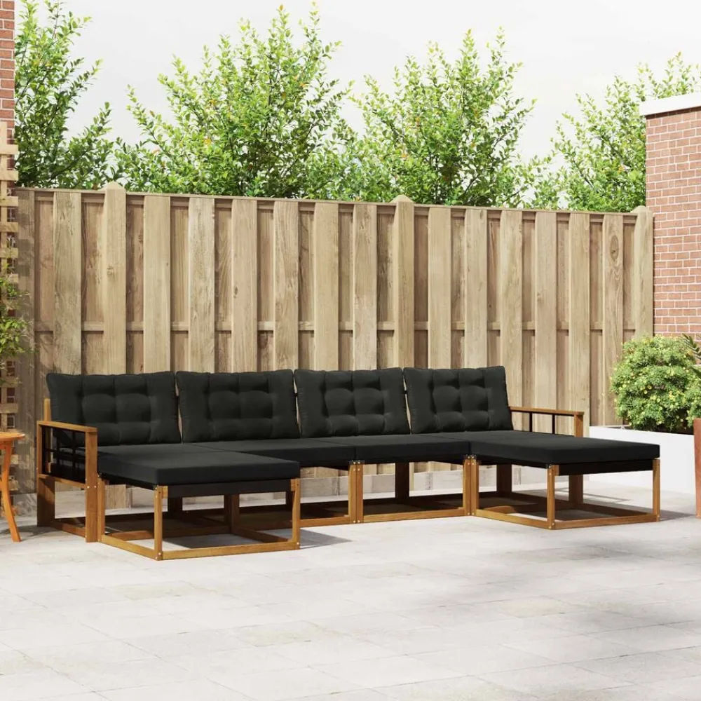 vidaXL Conjuntos De Muebles-Conjunto de sofás de exterior con cojín 6 pcs