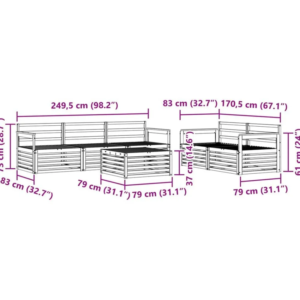 vidaXL Conjuntos De Muebles-Conjunto de sofás de exterior 6 pcs