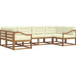 vidaXL Conjunto de sofás de exterior con cojín 6 pcs Natural y crema Outlet