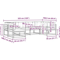 vidaXL Conjunto de sofás de exterior con cojín 6 pcs Natural y crema Outlet