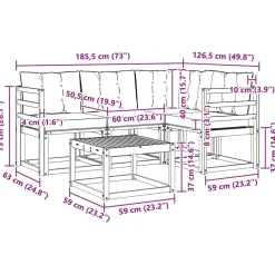 vidaXL Conjuntos De Muebles-Conjunto de sofás de exterior con cojín 5 pcs Natural y Beige