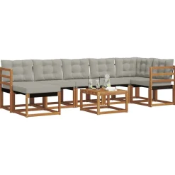 vidaXL Conjunto de sofás de exterior 8 pcs Gris Natural y Claro Gris claro y natural Hot