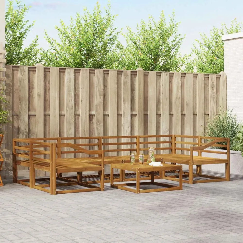 vidaXL Conjunto de sofás de exterior 7 pcs Natural Clearance