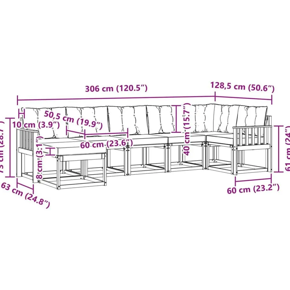 vidaXL Conjuntos De Muebles-Conjunto de sofás de exterior con cojín 7 pcs