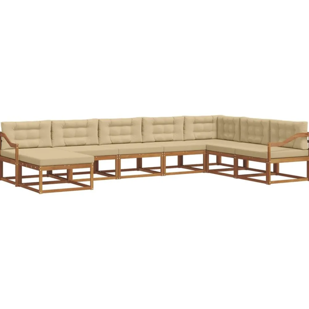 vidaXL Conjunto de sofás de exterior con cojín 8 pcs Natural y beige Clearance