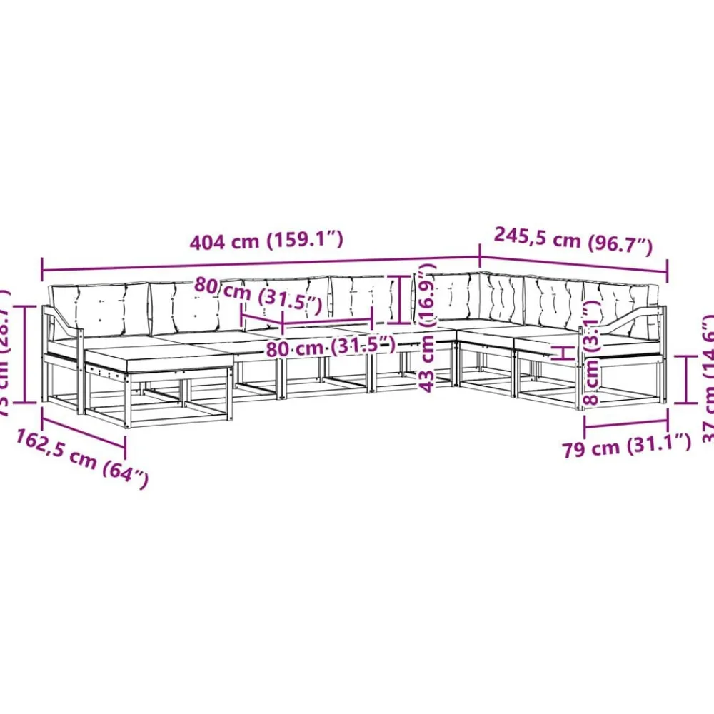 vidaXL Conjunto de sofás de exterior con cojín 8 pcs Natural y beige Clearance