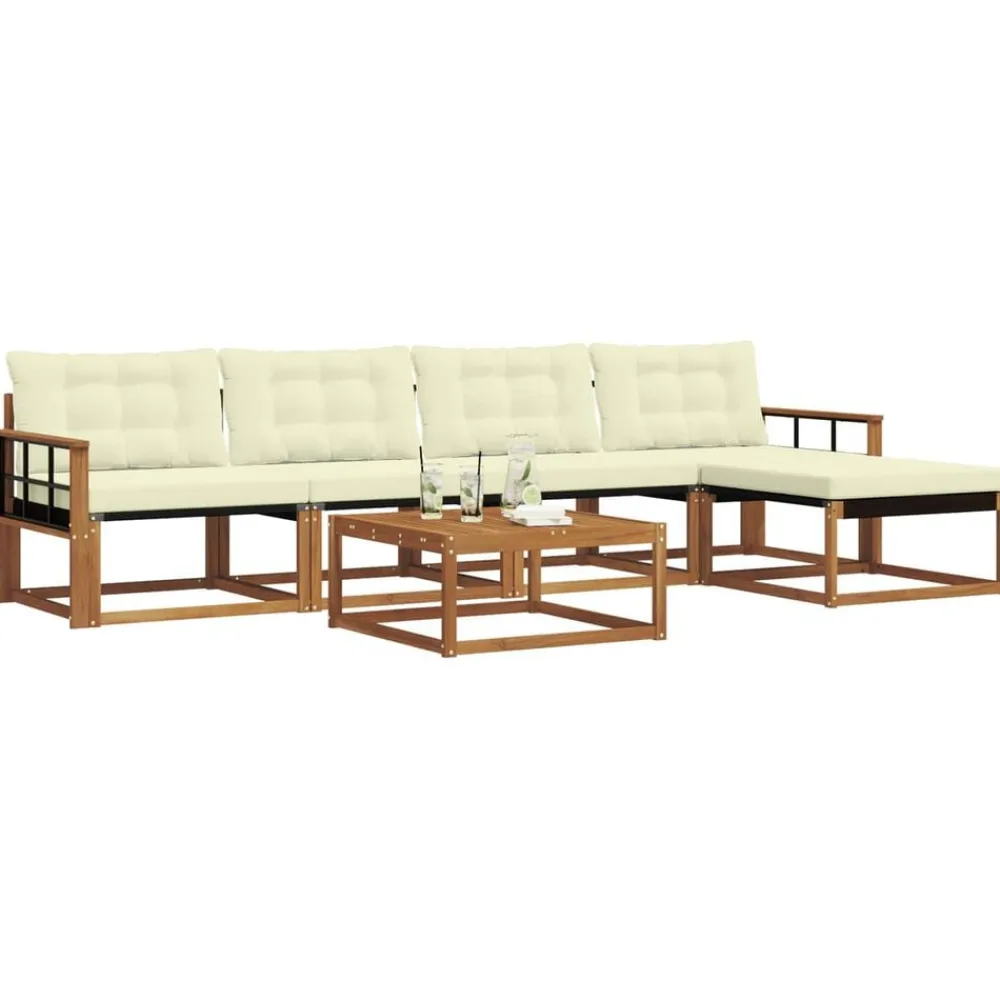 vidaXL Conjuntos De Muebles-Conjunto de sofás de exterior con cojín 6 pcs