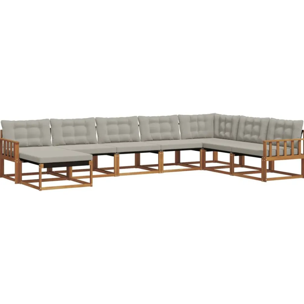 vidaXL Conjunto de sofás de exterior 8 pcs Gris Natural y Claro Gris claro y natural Hot