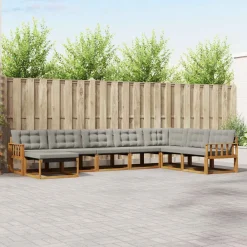 vidaXL Conjunto de sofás de exterior 8 pcs Gris Natural y Claro Gris claro y natural Hot