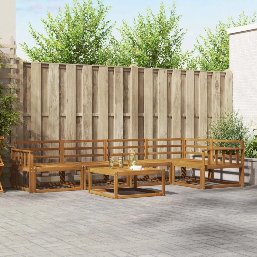 vidaXL Conjunto de sofás de exterior 6 pcs Natural Clearance
