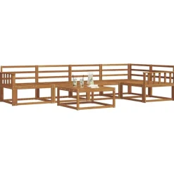 vidaXL Conjunto de sofás de exterior 6 pcs Natural Clearance