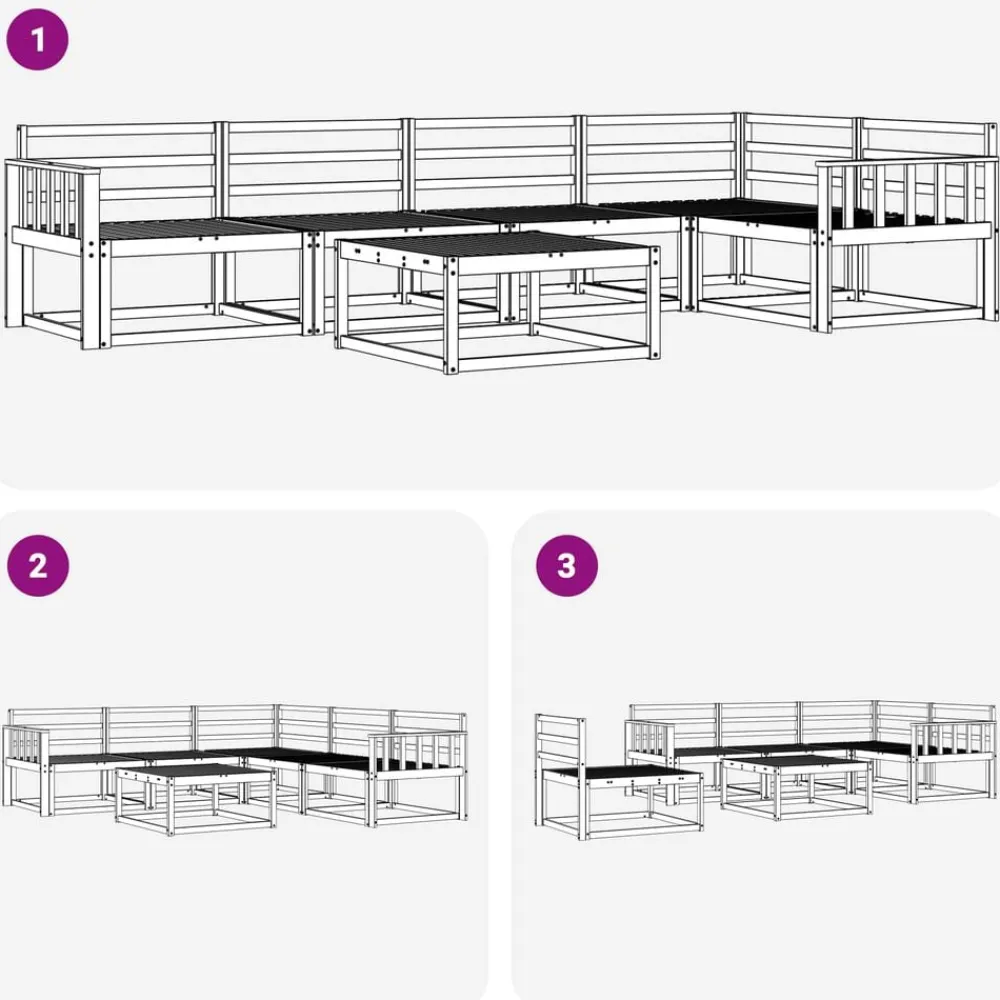 vidaXL Conjunto de sofás de exterior 6 pcs Natural Clearance