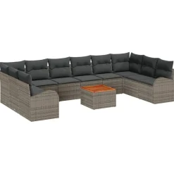 vidaXL Conjunto de sofás de jardín 11 pcs ratán sintético Gris Sale