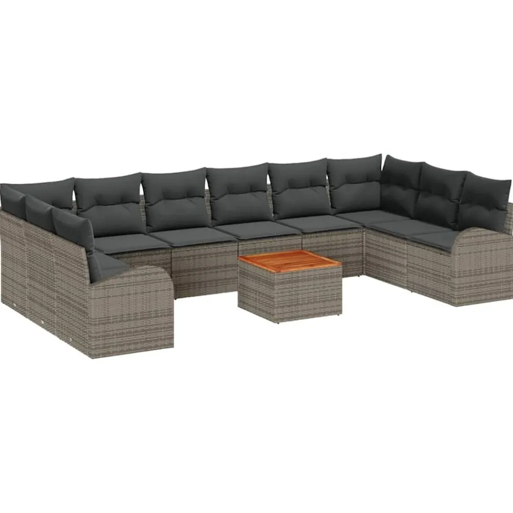 vidaXL Conjunto de sofás de jardín 11 pcs ratán sintético Gris Sale