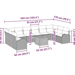 vidaXL Conjunto de sofás de jardín 11 pcs ratán sintético Gris Sale