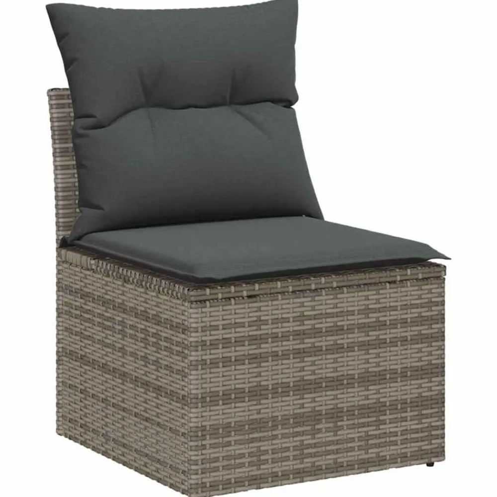vidaXL Conjunto de sofás de jardín 11 pcs ratán sintético Gris Sale