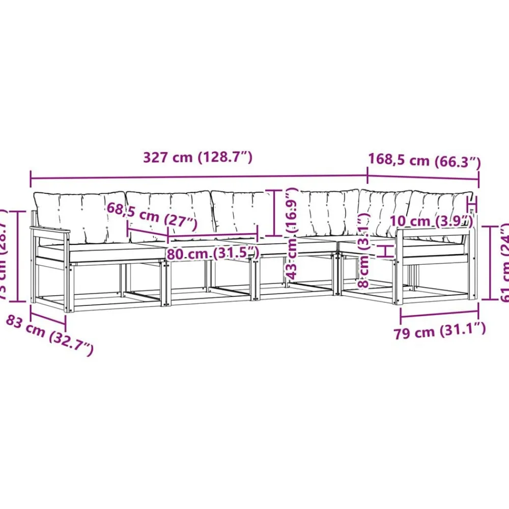 vidaXL Conjuntos De Muebles-Conjunto de sofás de exterior con cojín 5 pcs