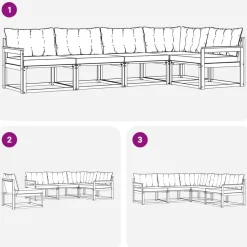 vidaXL Conjuntos De Muebles-Conjunto de sofás de exterior con cojín 5 pcs